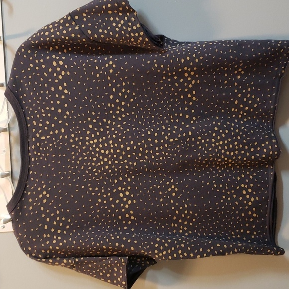 Z Supply Short Sleeve Slate Gray with Tan Spots Crop Top, Small - Picture 3 of 6